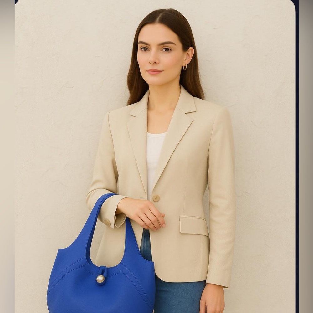 Bill Blass Blue Leather Hobo Bag 
***pristine-condition*** - Picture 9 of 9